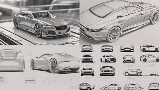 汽车设计 设计图 线稿 工业设计高清在线视频素材下载