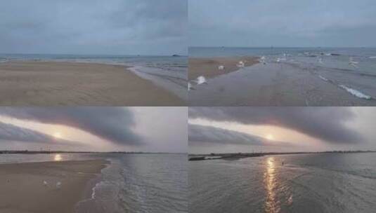湛江角头沙清晨航拍高清在线视频素材下载