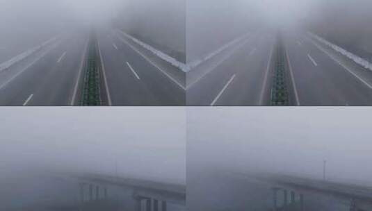 大雾天气高速公路空镜高清在线视频素材下载