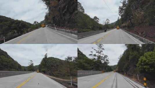 摩旅骑行岭南粤北山区公路高清在线视频素材下载