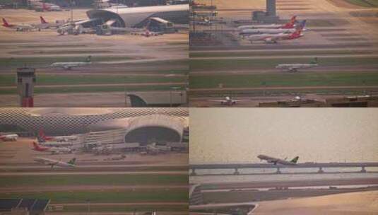 8K深圳机场起飞的春秋航空客机高清在线视频素材下载