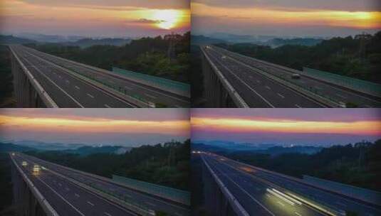 高速公路日落高清在线视频素材下载