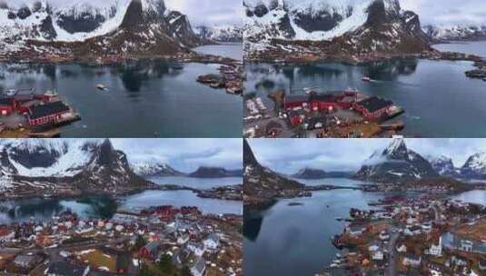 4K航拍挪威罗弗敦群岛自然美景高清在线视频素材下载