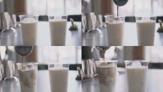 牛奶咖啡制作过程高清在线视频素材下载