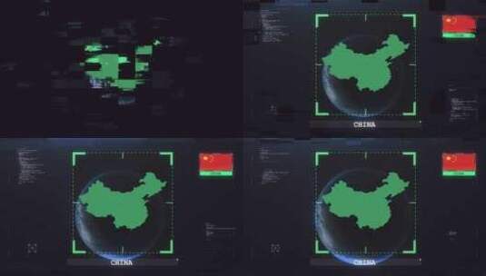 中国国旗和地图Hud4K高清在线视频素材下载