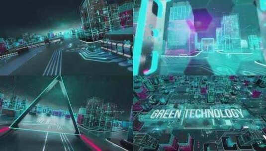 绿色科技城市建筑高科技背景高清在线视频素材下载