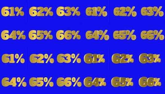 一组黄金百分比数字3d动画移动无缝循环孤高清在线视频素材下载
