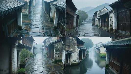 雨下雨清明屋檐雨景古镇雨天水滴雨巷雨滴高清在线视频素材下载