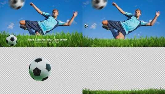 足球和绿草生长低第三清新动感AE模板高清AE视频素材下载
