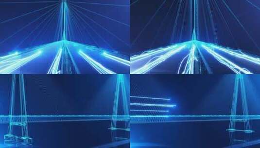 科技斜拉索大桥片头片头高清AE视频素材下载