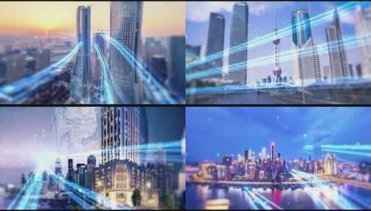 震撼科技城市深蓝光线穿梭AE模板高清AE视频素材下载