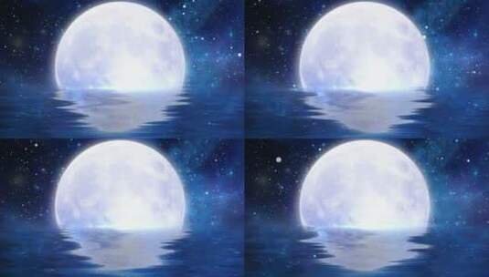夜空月色天空池塘月亮背景视频ae模板高清AE视频素材下载