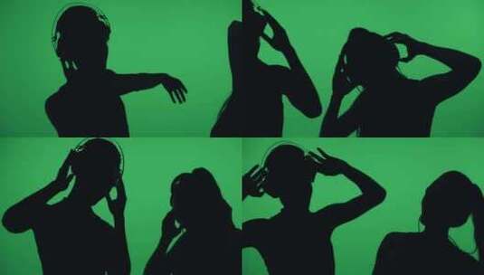 耳机，男人，女人，跳舞二重奏高清在线视频素材下载
