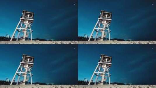 沙滩星空夜景延时拍摄高清在线视频素材下载