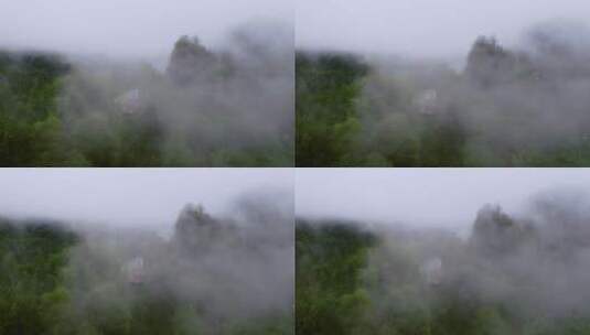 雾天中的山谷森林航拍高清在线视频素材下载