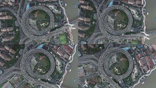 4K无人机上海高空拍摄南浦大桥全景旋转高清在线视频素材下载