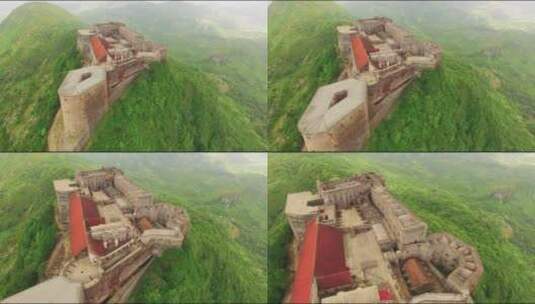 山顶上的废墟城堡高清在线视频素材下载