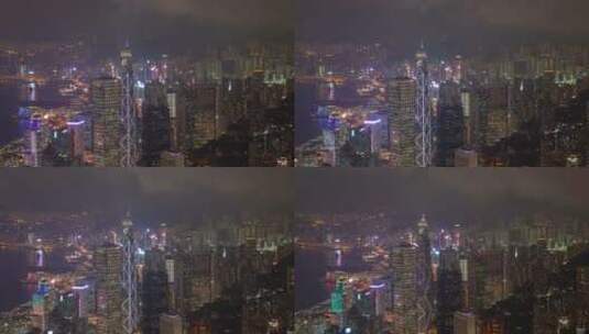 晚上的香港夜景延时高清在线视频素材下载