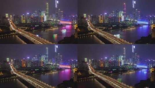 夜晚下的广州城市高清在线视频素材下载