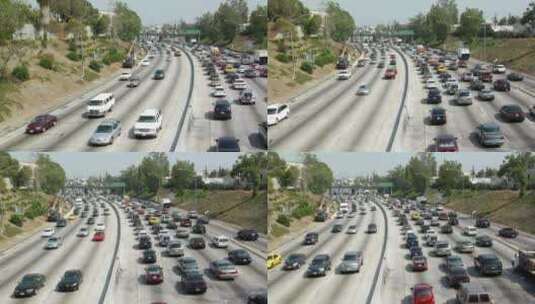 航拍洛杉矶高速公路上的交通高清在线视频素材下载