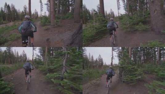 骑行者在山路上骑自行车高清在线视频素材下载