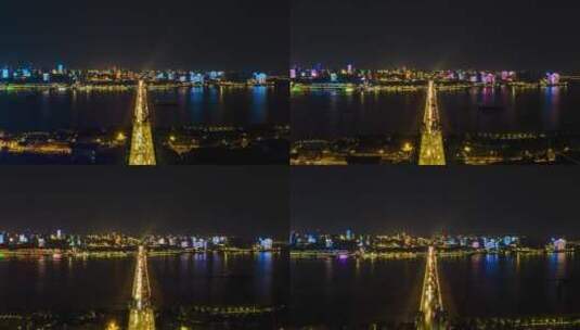 武汉长江大桥夜景延时4K高清在线视频素材下载