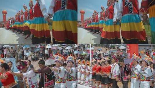 民族歌舞视频中国西南彝族火把节活动舞蹈高清在线视频素材下载