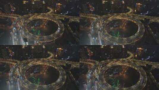 上海南浦大桥夜景4K航拍高清在线视频素材下载