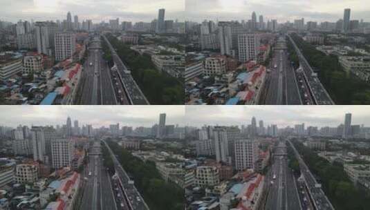 广州城区清晨的城市道路高清在线视频素材下载