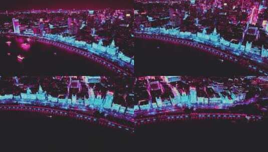 上海赛博朋克都市夜景高清在线视频素材下载