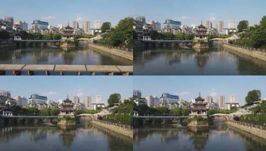 贵州省贵阳市甲秀楼航拍高清在线视频素材下载