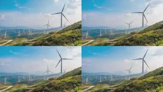 4k摩天岭延时风力发电新能源风车高清在线视频素材下载