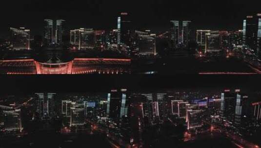 4k航拍浙江永康五金城夜景素材高清在线视频素材下载