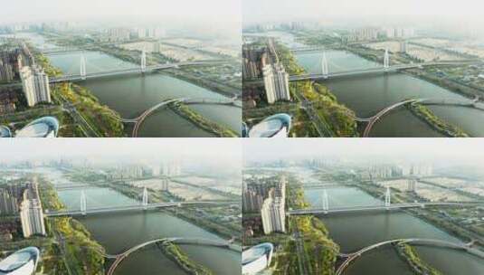 【4K航拍】西安灞河元朔大桥高清在线视频素材下载