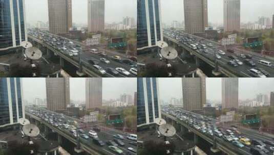 上海一座桥上繁忙的交通高清在线视频素材下载