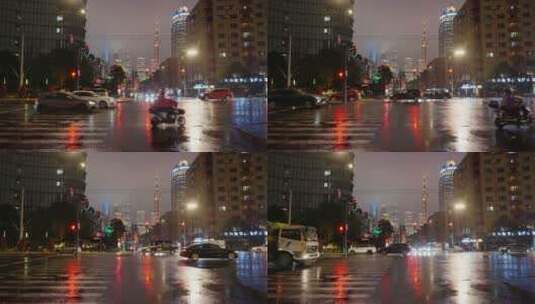 上海城市雨夜高清在线视频素材下载