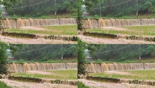 洪水水灾稻田瀑布高清在线视频素材下载