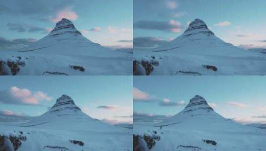 傍晚夕阳雪山山峰云雾延时高清在线视频素材下载