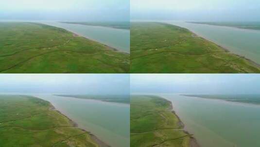 航拍上海长江口九段沙湿地自然保护区高清在线视频素材下载