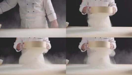 厨师 面粉加水 筛面 和面全程高清在线视频素材下载