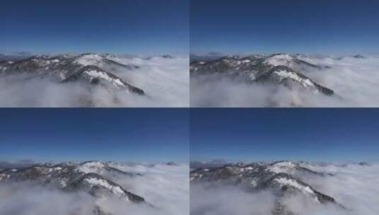 高空航拍山顶雪山云海高清在线视频素材下载