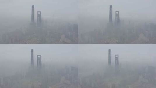 【4K-Dlog】上海陆家嘴世纪大道平流雾穿云高清在线视频素材下载