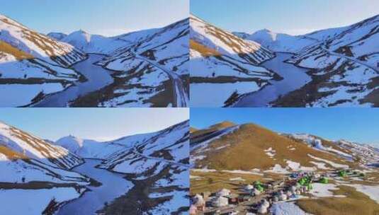 雪景航拍，心存幻想的期待的魅力城市高清在线视频素材下载