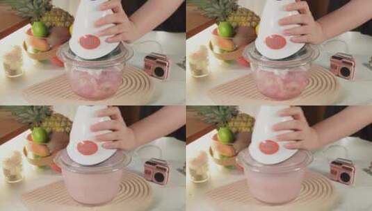 冰块果汁用搅拌机制作沙冰高清在线视频素材下载