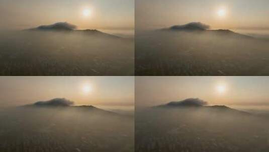 航拍南京紫金山日出云海高清在线视频素材下载