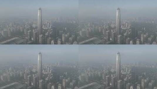 深圳CBD平安金融中心雾霾灰度素材高清在线视频素材下载