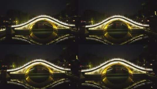 西安夜景护城河穿桥高清在线视频素材下载