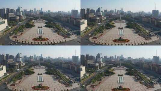 南昌八一广场英雄纪念碑全景航拍高清在线视频素材下载
