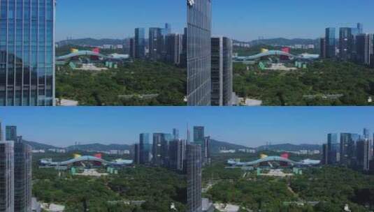 深圳福田市民中心中景建筑遮挡右环绕高清在线视频素材下载