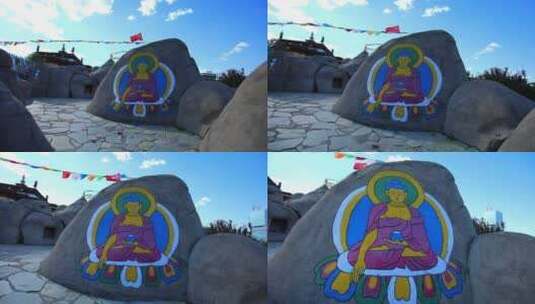 藏传佛教彩色绘画佛像高清在线视频素材下载